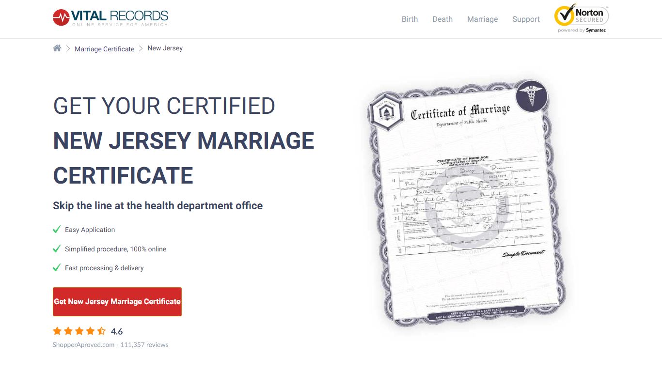 Get Your Certified New Jersey Marriage Certificate - Vital Records Online